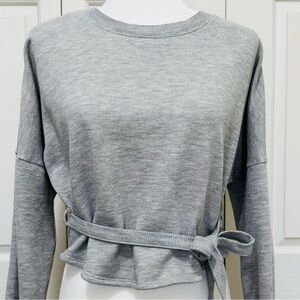 FP Movement Gray Convertible Wrap Tie Crop Sweatshirt Size S
